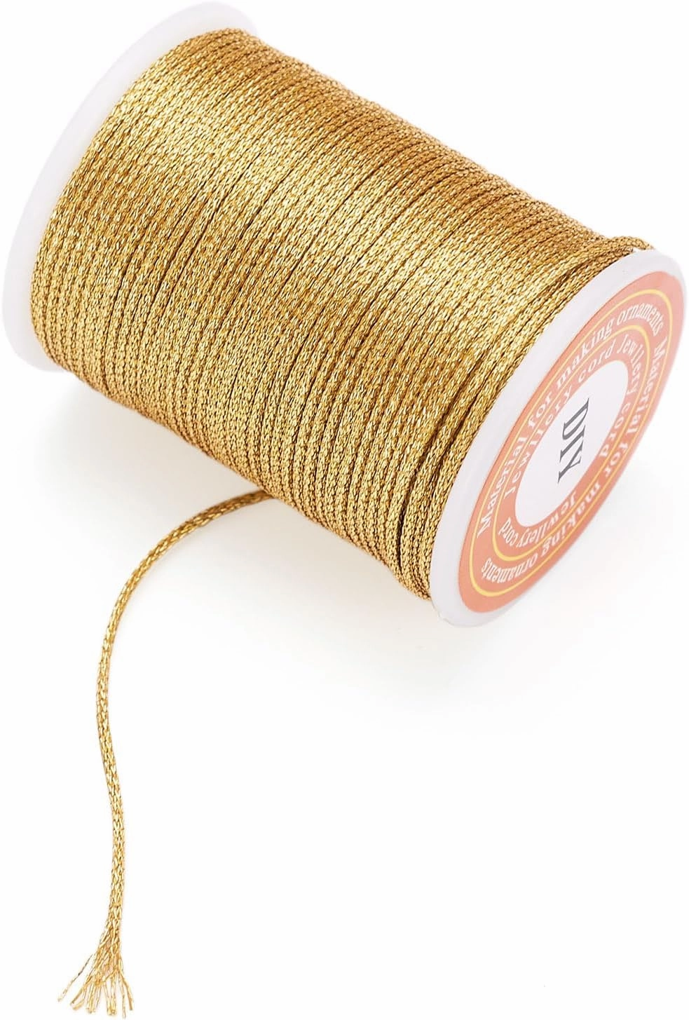 Pandahall 76.5 Yards Jewelry Polyester Cord Gold Beading String with Metallic Cord 1mm Chinese Knotting Cord Macrame Thread for Bracelet Jewelry Making