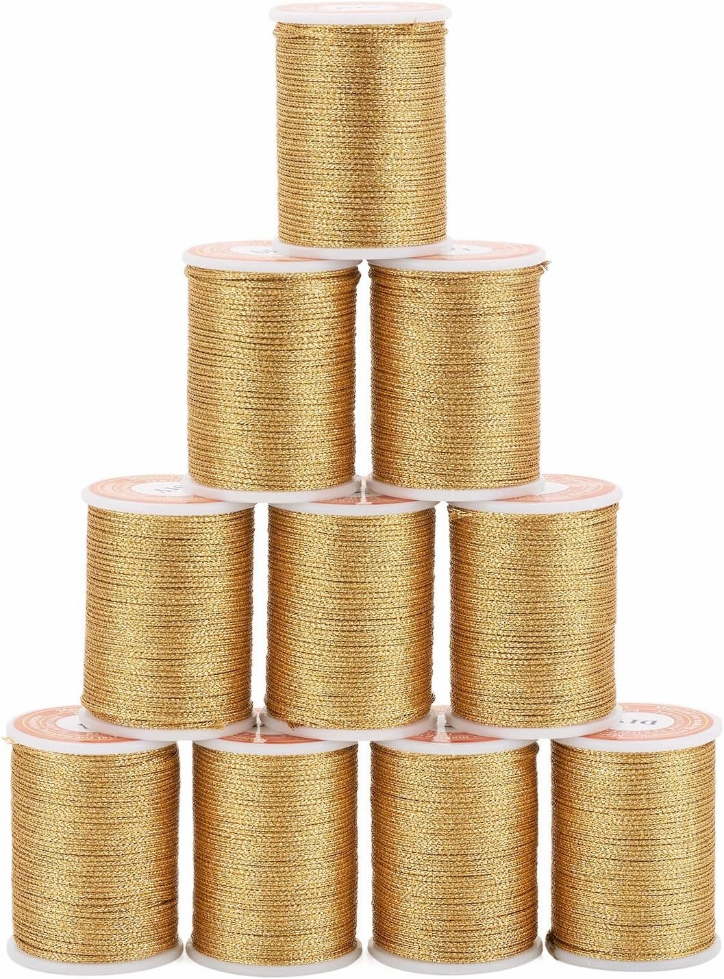 Pandahall 76.5 Yards Jewelry Polyester Cord Gold Beading String with Metallic Cord 1mm Chinese Knotting Cord Macrame Thread for Bracelet Jewelry Making