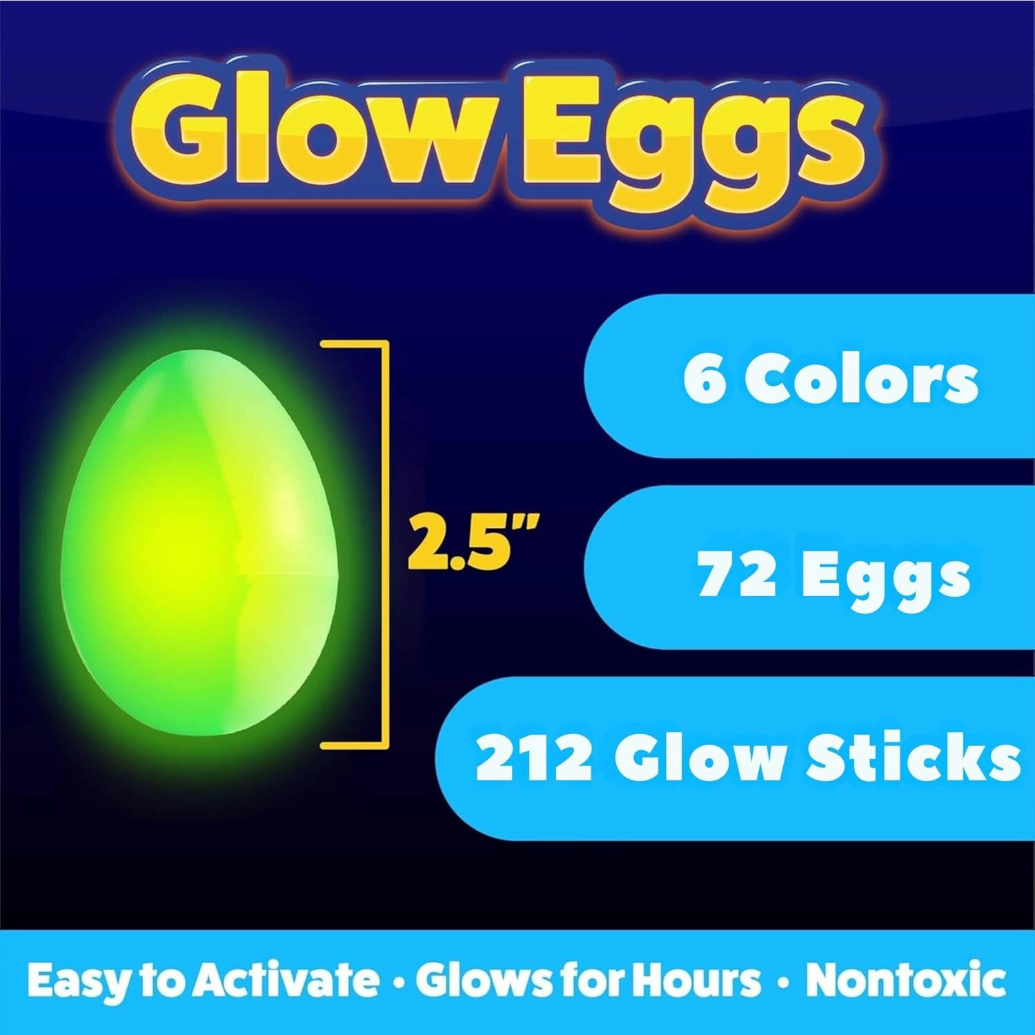 PartySticks 72 Easter Glow Eggs & 216 Mini Glow Sticks 288pcs Total, Glow-in-The-Dark Kids Teens Adults Easter Basket Stuffers Fillers Gift for Hunt Game, Party Favors, Boys Girls Classroom Prizes