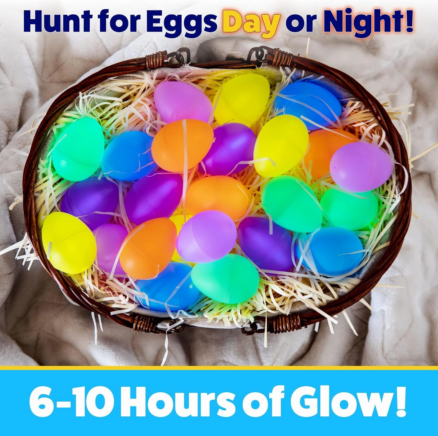PartySticks 72 Easter Glow Eggs & 216 Mini Glow Sticks 288pcs Total, Glow-in-The-Dark Kids Teens Adults Easter Basket Stuffers Fillers Gift for Hunt Game, Party Favors, Boys Girls Classroom Prizes
