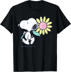Peanuts Snoopy Pink Daisy Flower T-Shirt