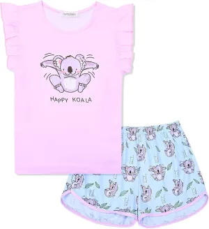 Perfashion Girls' Pajama Sets Flutter Sleeve Ruffles Soft Pjs Size 4-13 Years Sleepwear