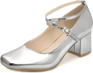 Perphy Mary Jane Square Toe Heels Block Heel Pumps for Women