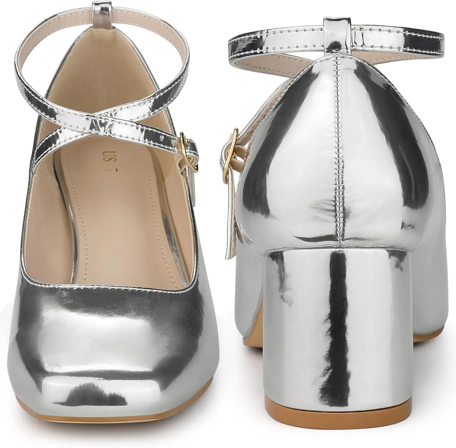 Perphy Mary Jane Square Toe Heels Block Heel Pumps for Women