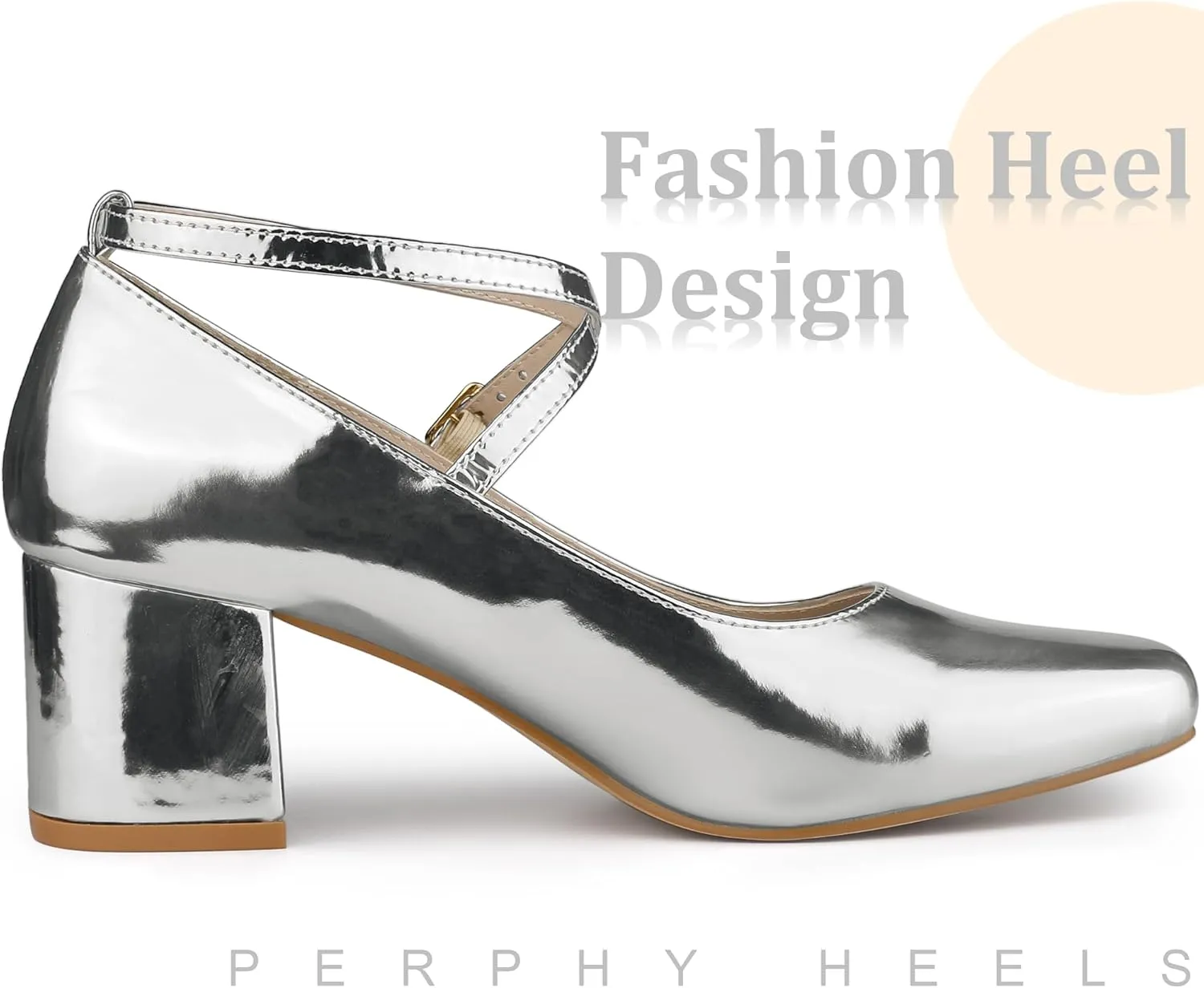 Perphy Mary Jane Square Toe Heels Block Heel Pumps for Women