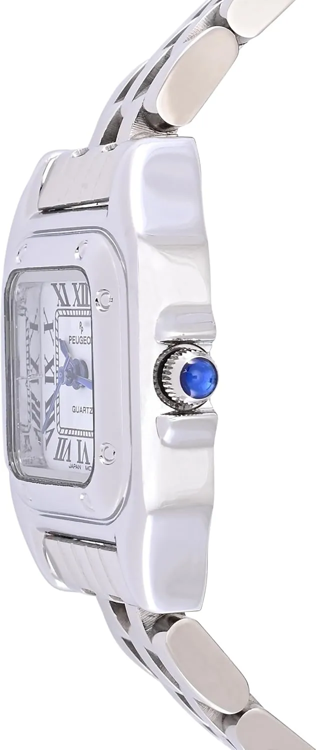 Peugeot Womens Square 20x22mm Roman Numeral Dial Panther Link Bracelet Watch