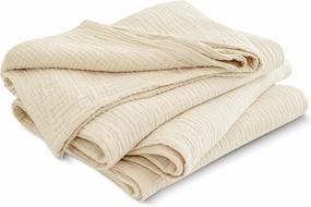PHF 100% Cotton Muslin Blanket Queen Size 90" x 90", 4-Layer Lightweight and Breathable Blanket, Luxuriously Soft Gauze Blanket for Bed, Beige/Birch