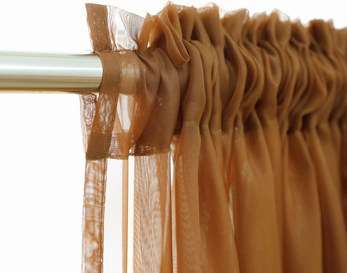 PHILEASY Window Sheer Brown Curtains 84 Inches Long 2 Panels Sheer Brown Curtains Sheer Curtain Clear Transparent Basic Rod Pocket Panel 15 Colors 10 Size for Bedroom Living Room Yard Kitchen