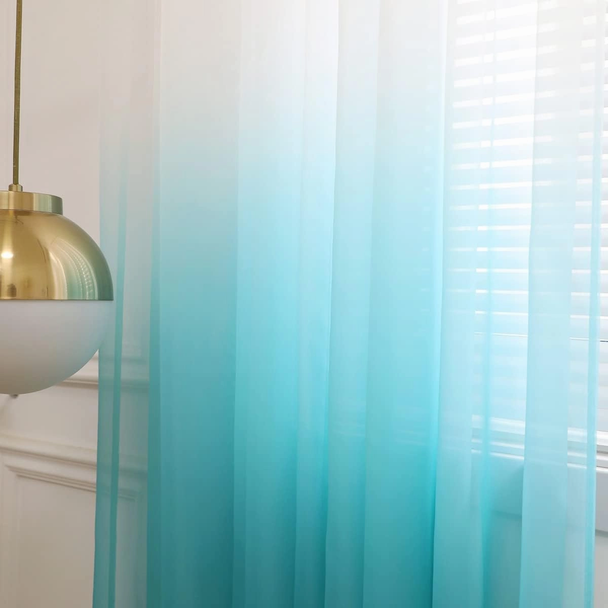 PHILEASY Window Sheer Gradient Blue Curtains 84 Inches Long 2 Panels Sheer Curtains Sheer Curtain Basic Rod Pocket Panel for Bedroom Living Room Yard Kitchen (Gradient-Blue, 52" W x 84" L | 2 pcs)