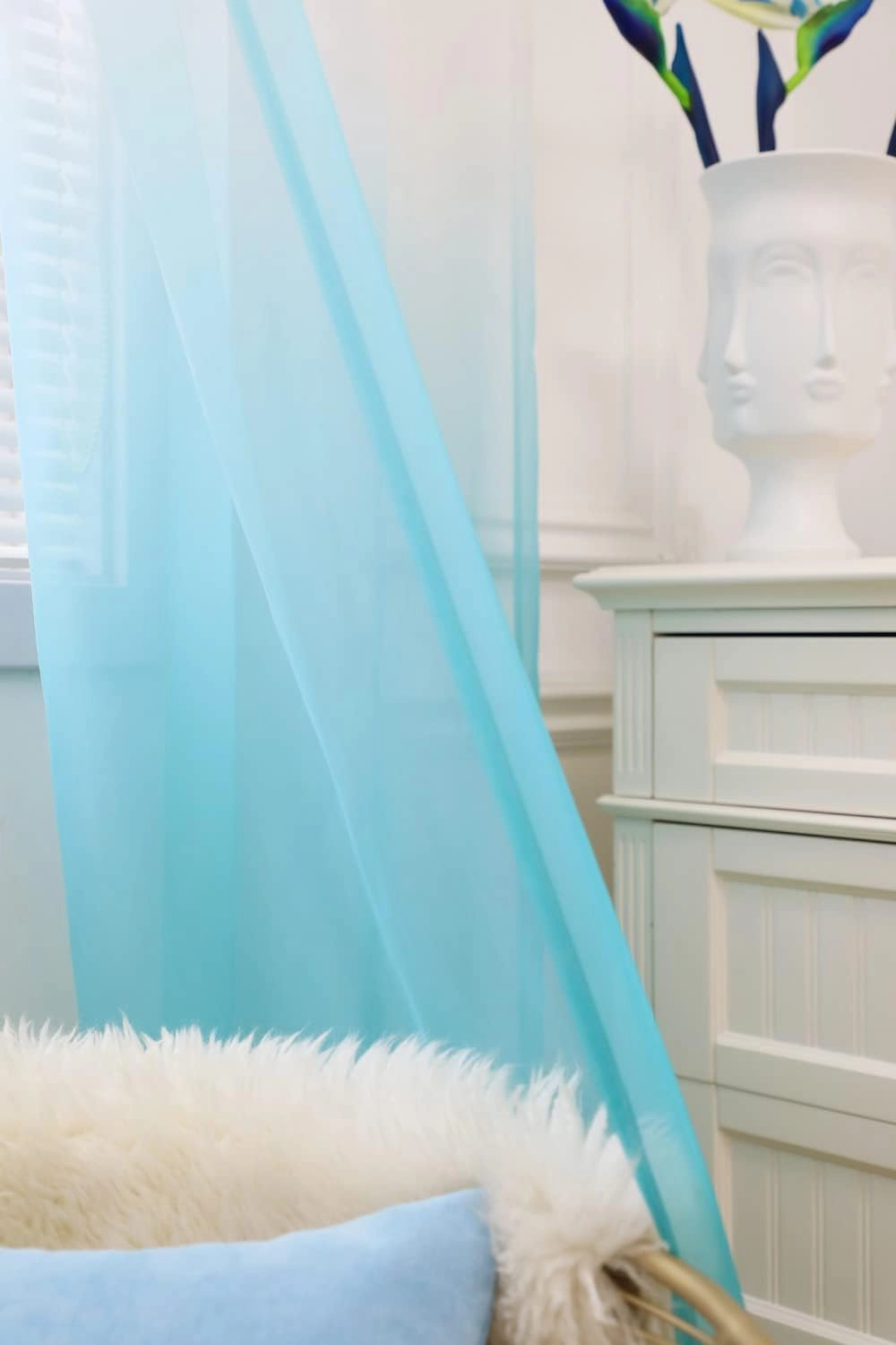 PHILEASY Window Sheer Gradient Blue Curtains 84 Inches Long 2 Panels Sheer Curtains Sheer Curtain Basic Rod Pocket Panel for Bedroom Living Room Yard Kitchen (Gradient-Blue, 52" W x 84" L | 2 pcs)