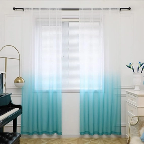 PHILEASY Window Sheer Gradient Blue Curtains 84 Inches Long 2 Panels Sheer Curtains Sheer Curtain Basic Rod Pocket Panel for Bedroom Living Room Yard Kitchen (Gradient-Blue, 52" W x 84" L | 2 pcs)
