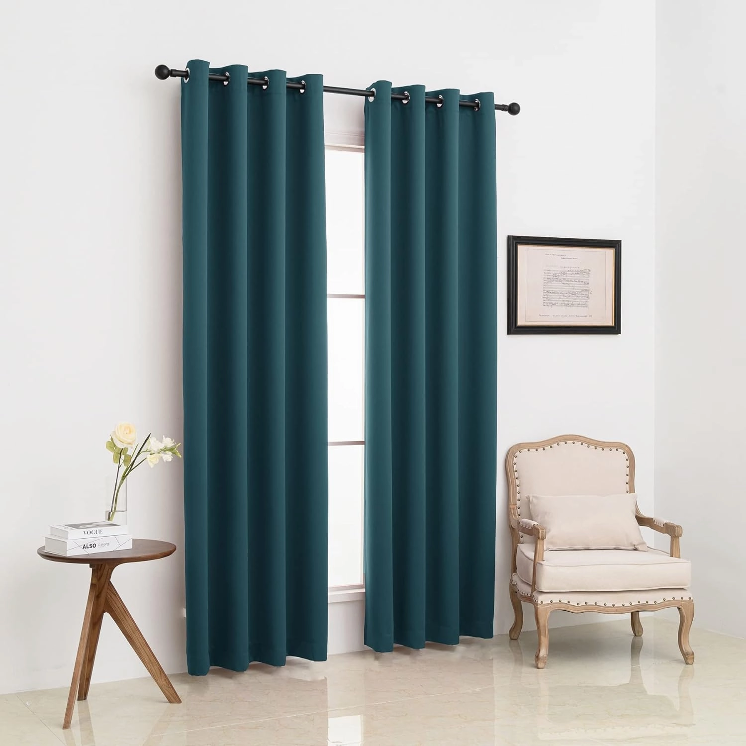 Pickluc Grommet Blackout Curtains 84 Inches Long 2 Panels, Light Blocking Window Drapes for Living Room, Thermal Insulated, Noise Reduction,Bluestone, 52" Wide x 84" Length