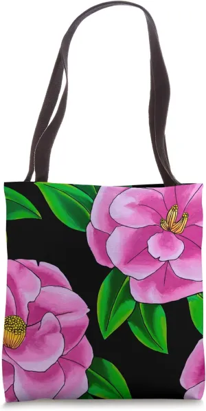 Pink Camellia Floral Design with Fuchsia Flowers Pattern Tote Bag