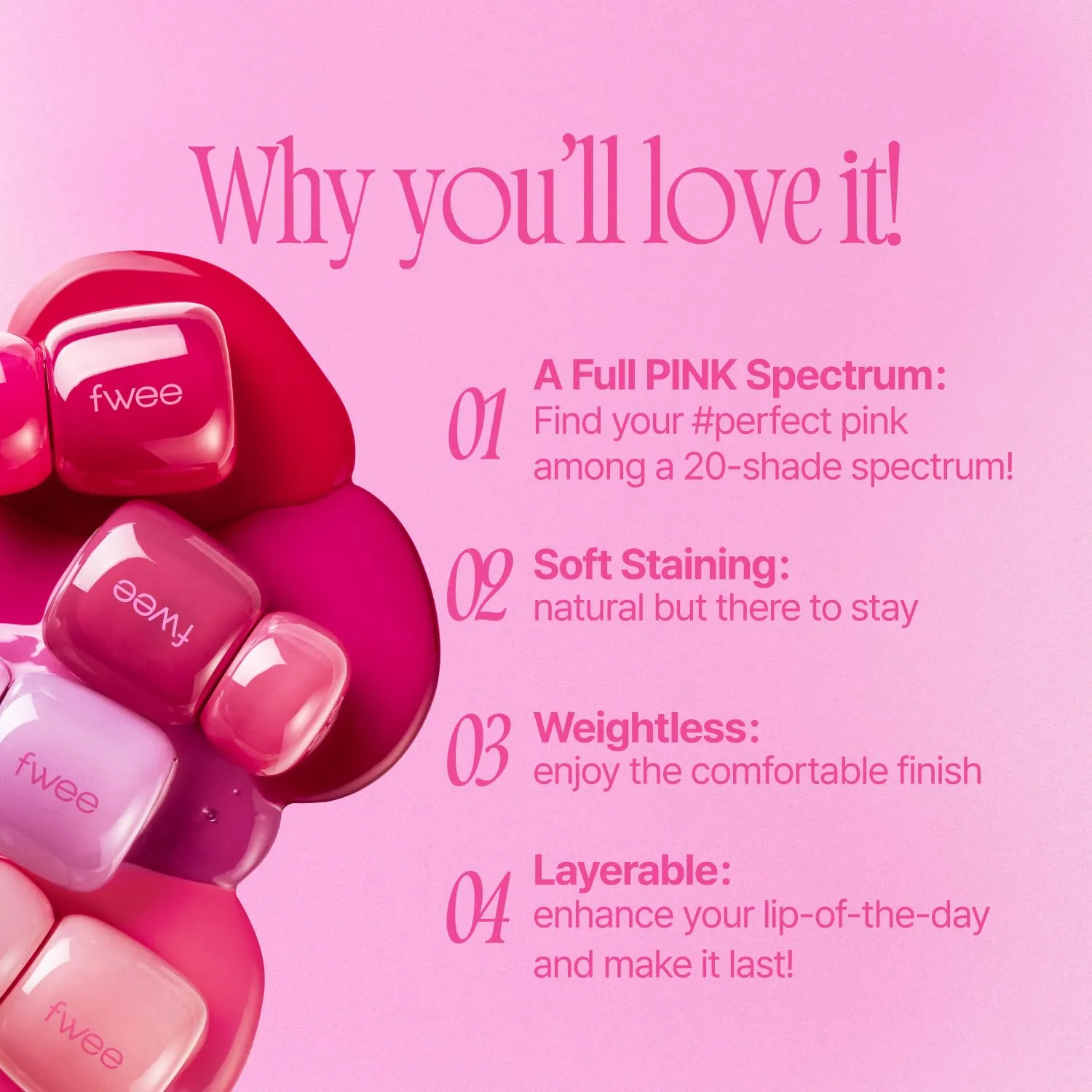 Pink Obsession Stay-Fit Lip Tint | G06 Way Pink | Weightless & Layerable Tint for Smudge-proof, Long-lasting Wear | Soft Blur Finish or Vibrant Flush | 3.8g