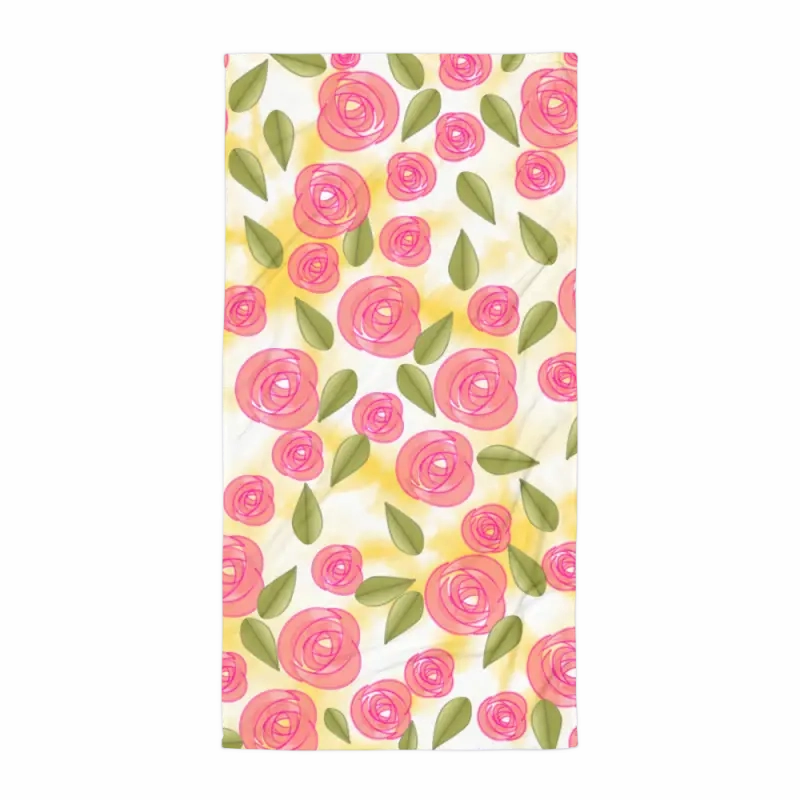Pink Roses Luxury Terry Towel Cozy and Chic