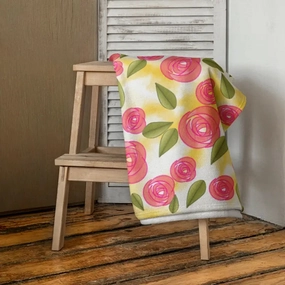 Pink Roses Luxury Terry Towel Cozy and Chic