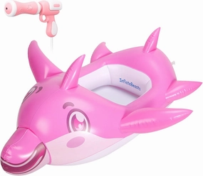 Pool Float Kids with Water Gun - Inflatable Shark Toddler Pool Floaties, Pool Toys for Kids Ages 3-10, Swimming Floats with Water Cannon for Lake Beach Pool Party (Pink Dolphin)