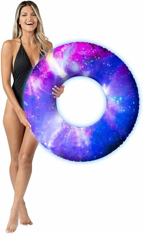 Poolcandy Illuminated Galaxy 36" Pool Tube Deep Space Pink Bright Graphic Print. Shine Bright Like a Star on The Water.