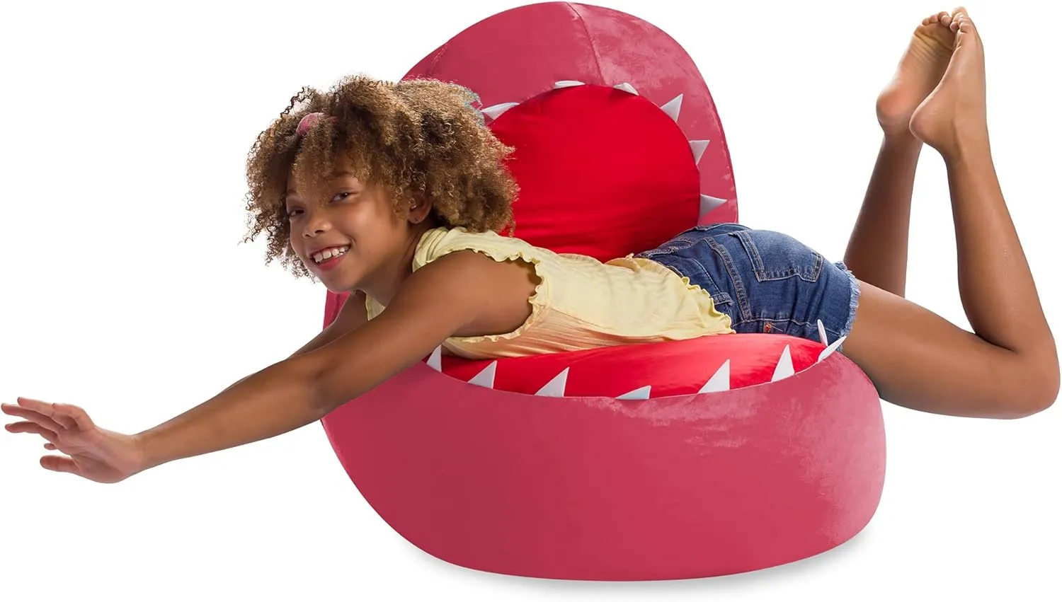 Posh Creations, Cozy Chair for Toddlers and Kids Large 30" Children's Bean Bag, Pink Shark