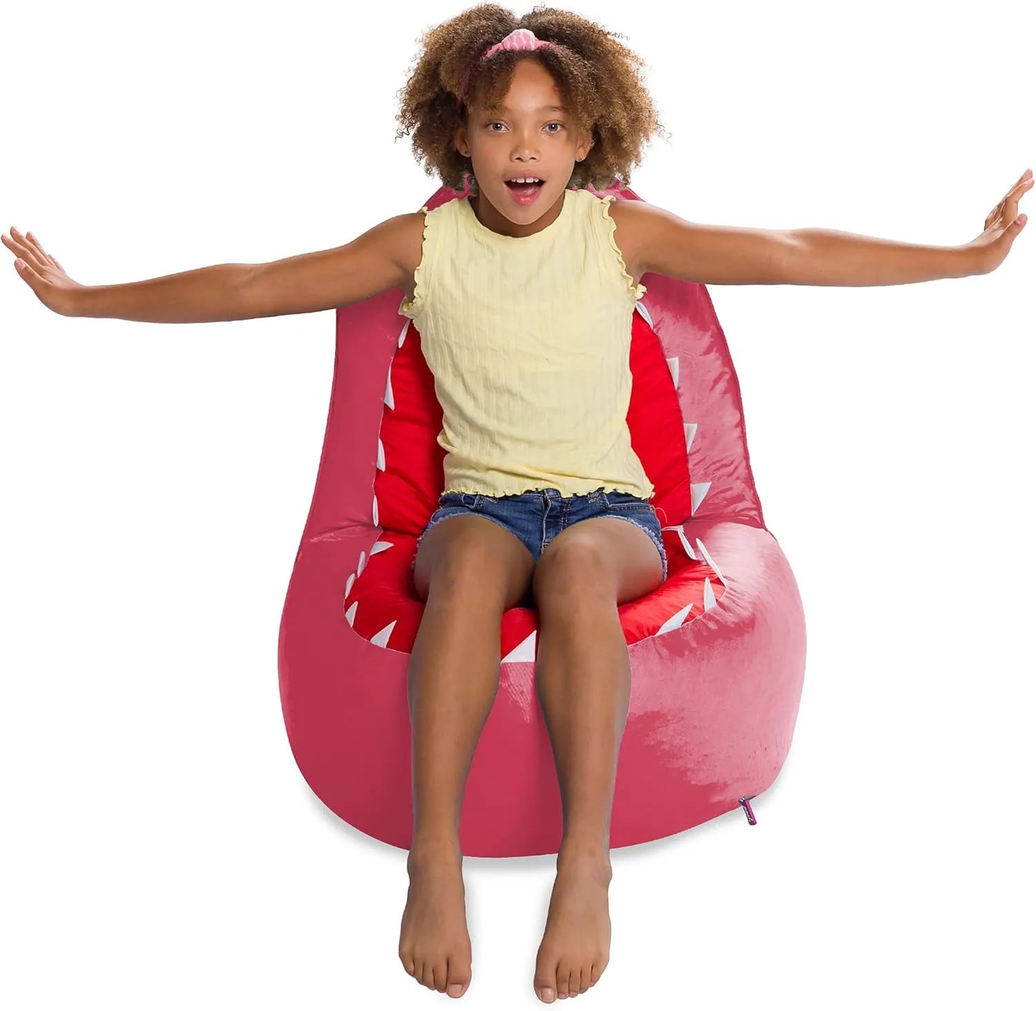 Posh Creations, Cozy Chair for Toddlers and Kids Large 30" Children's Bean Bag, Pink Shark