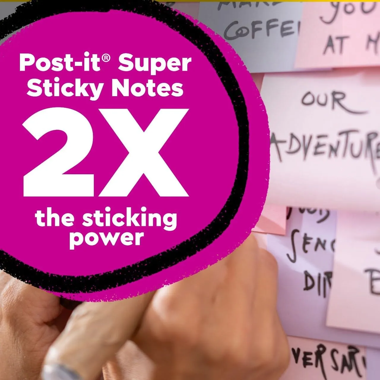 Post-it 100% Recycled Paper Super Sticky Notes, 2X The Sticking Power, 3x3 in, 24 Pads/Pack, 70 Sheets/Pad, Wanderlust Pastels Collection (654R-24SSNRPCP)
