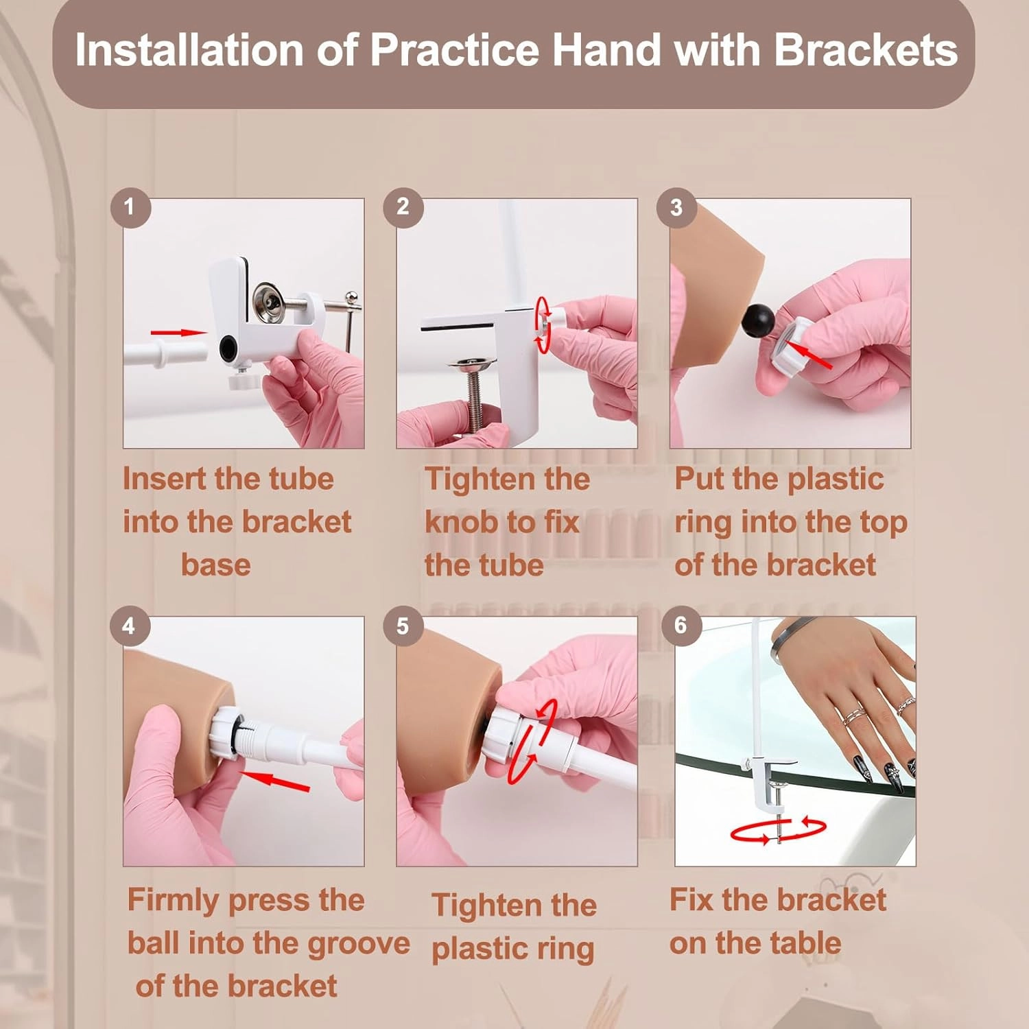 Practice Hand for Acrylic Nails with 500 Pcs Nails,Silicone Nail Practice Hand Stand, Flexible Bendable Nail Training Mannequin Hand for Nails Practice Nail Art Tools Single Right Hand Nude