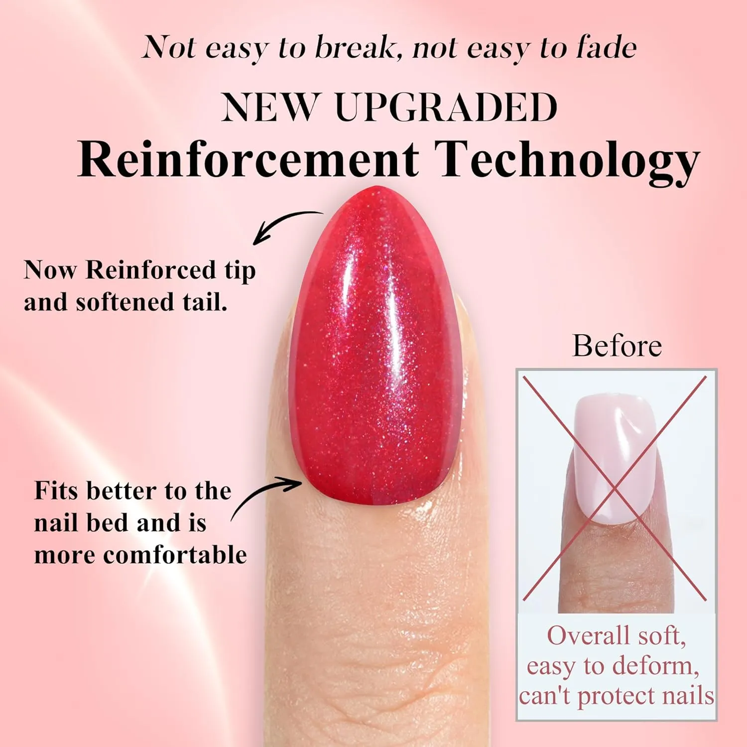 Press on Nails Short 5 Styles, Jofay Fashion 160Pcs Valentines Almond Press on Nails, Red Glitter Fake Nails with Designs, Reusable Glossy Acrylic False Nails, Stick on Nails Glue on Nails for Women