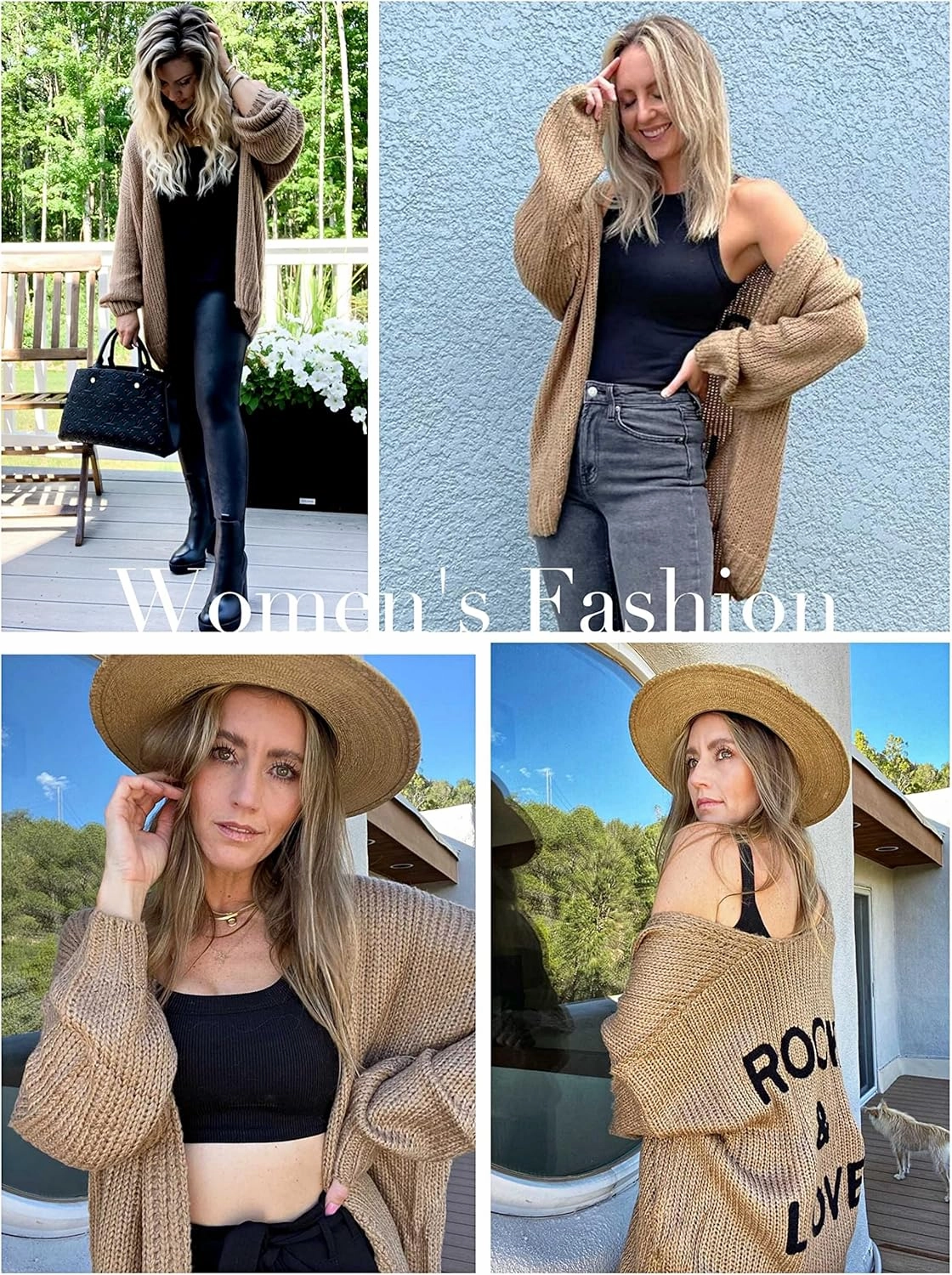 PRETTYGARDEN Women's Long Sleeve Open Front Knit Cardigans Sweaters Soft Loose Draped Coat Outerwear
