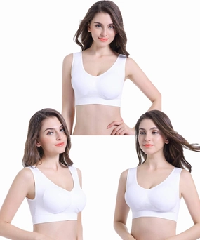 PRETTYWELL Sleep Bras for Women, Comfort Seamless Wireless Stretchy Sports Bra,3 Pack Yoga Bras, with Removable Pads