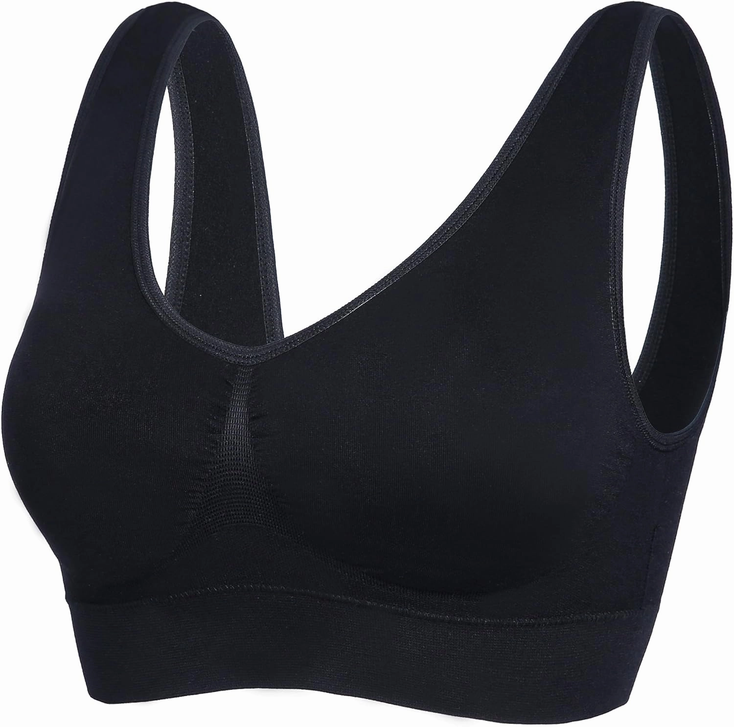 PRETTYWELL Sleep Bras for Women, Comfort Seamless Wireless Stretchy Sports Bra,3 Pack Yoga Bras, with Removable Pads