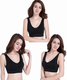 PRETTYWELL Sleep Bras for Women, Comfort Seamless Wireless Stretchy Sports Bra,3 Pack Yoga Bras, with Removable Pads