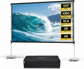 Projector Screen with Stand, BladeCine 100 inch Outdoor Projector Screen Portable Indoor Projection Screen 16:9 4K Rear Front Movie Screen with Carry Bag for Home Backyard Theater