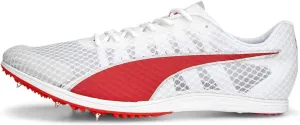 PUMA Mens Evospeed Distance 11 Track and Field Shoe, PUMA Mens White-PUMA Mens Red-Metallic Silver, 10.5