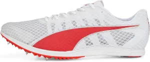 PUMA Mens Evospeed Distance 11 Track and Field Shoe, PUMA Mens White-PUMA Mens Red-Metallic Silver, 12.5