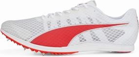 PUMA Mens Evospeed Distance 11 Track and Field Shoe, PUMA Mens White-PUMA Mens Red-Metallic Silver, 8.5