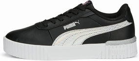 PUMA Unisex Carina 2.0 Low Top Leather Platform Sneaker, Black-Lilac Chiffon-Silver, US Big Kid 7