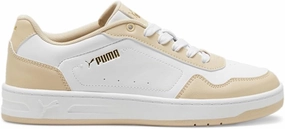 Puma Womens Court Classy Lace Up Sneakers Shoes Casual - Beige, White - Size 8.5 M