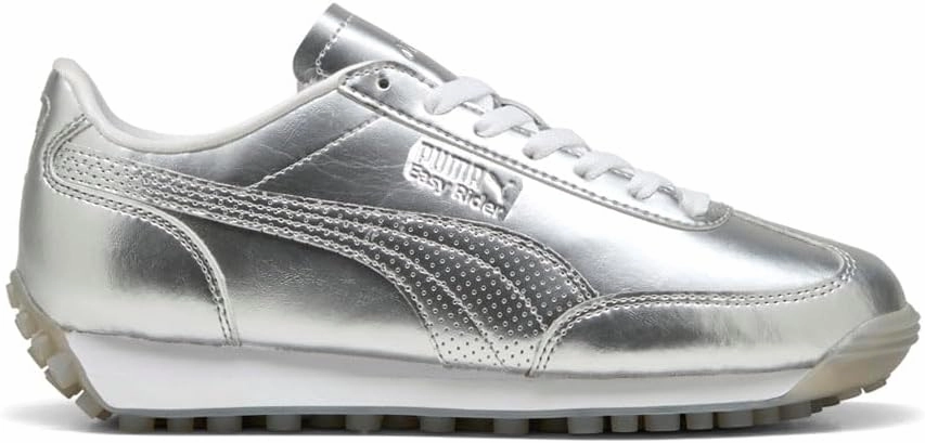 Puma Womens Easy Rider Astro Escape Metallic Lace Up Sneakers Shoes Casual - Silver - Size 6.5 M