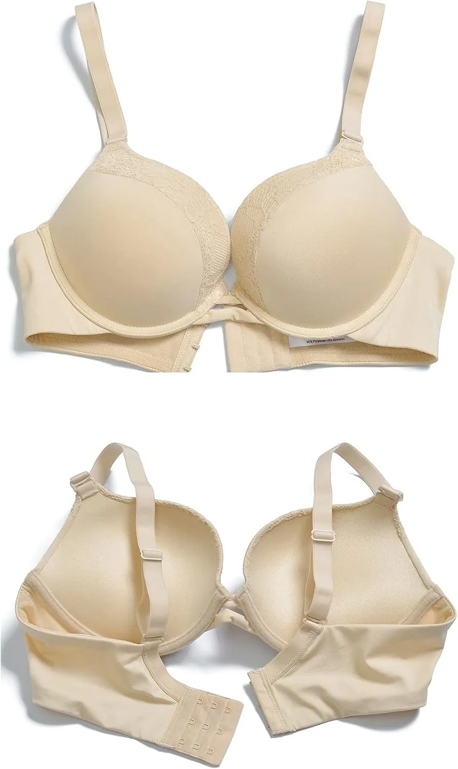 Push Up Thick Padded Plunge Underwire T Shirt Lace Bra Lift Support for Women Add One Cup