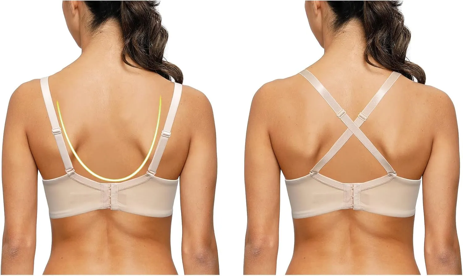 Push Up Thick Padded Plunge Underwire T Shirt Lace Bra Lift Support for Women Add One Cup