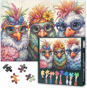 Puzzles for Adults 1000 Pieces - Chicken with Sunglasses Jigsaw Puzzle | 1000 Piece Puzzle for Adults, Challenging & Relaxing Puzzle 1000 Pieces with Premium Artwork for Home Decor Gifts 27.5"x19.6"
