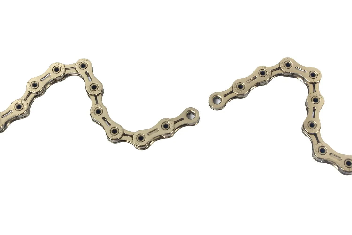 PYC Hollow-Pin 11 Speed Bicycle Bike Chains Ultralight 116-Links for Road Mountain Cyclocross Gravel etc. use (Gold)