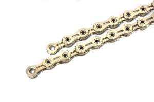 PYC Hollow-Pin 11 Speed Bicycle Bike Chains Ultralight 116-Links for Road Mountain Cyclocross Gravel etc. use (Gold)