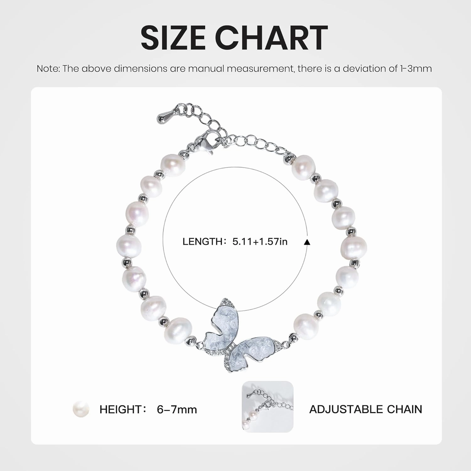 Quality Natural Freshwater Pearl Bracelet for Women 7-8mm Round White Pearls with Sterling Silver Lobster Buckle Jewelry Gifts for Birthday, Wedding, Valentine's Day