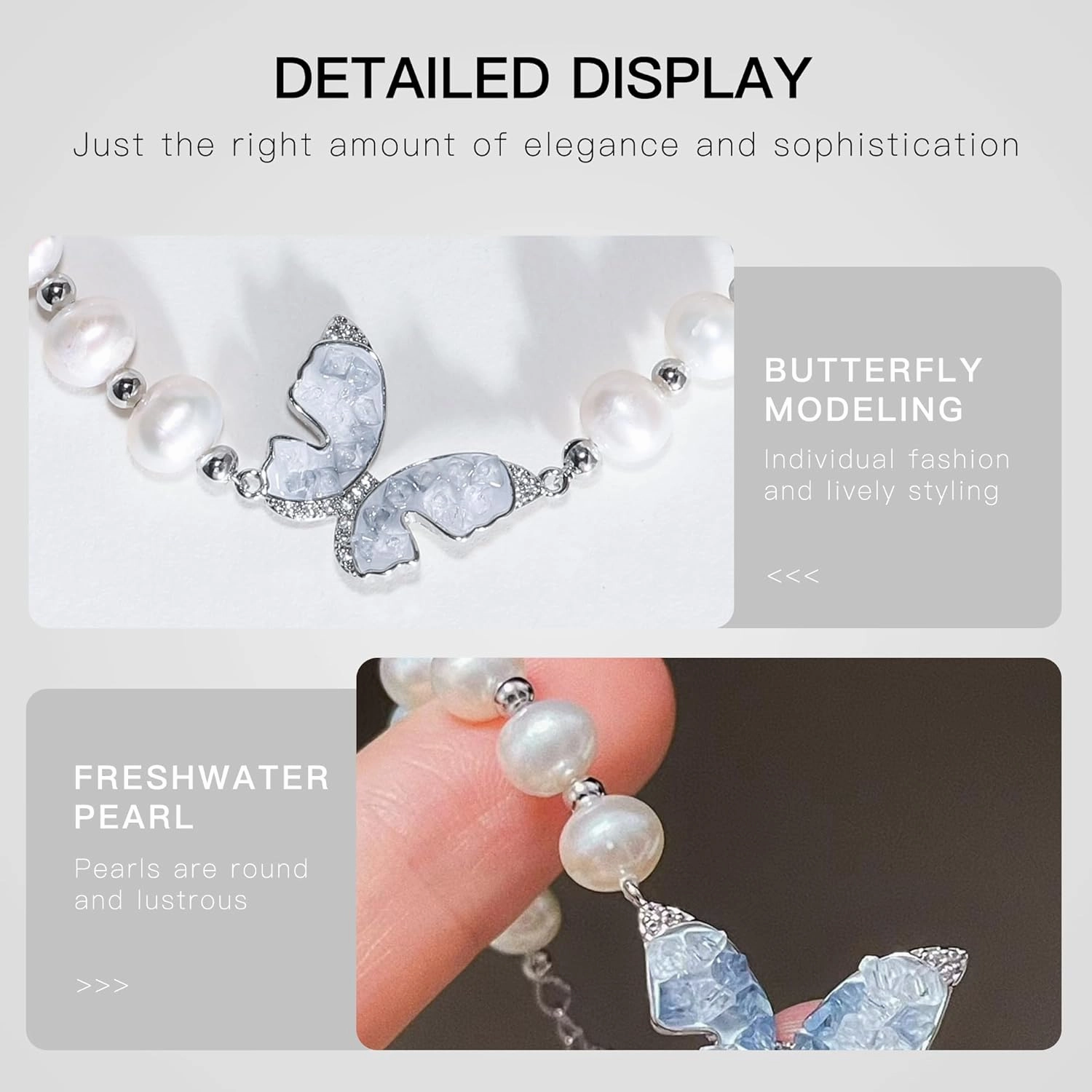Quality Natural Freshwater Pearl Bracelet for Women 7-8mm Round White Pearls with Sterling Silver Lobster Buckle Jewelry Gifts for Birthday, Wedding, Valentine's Day