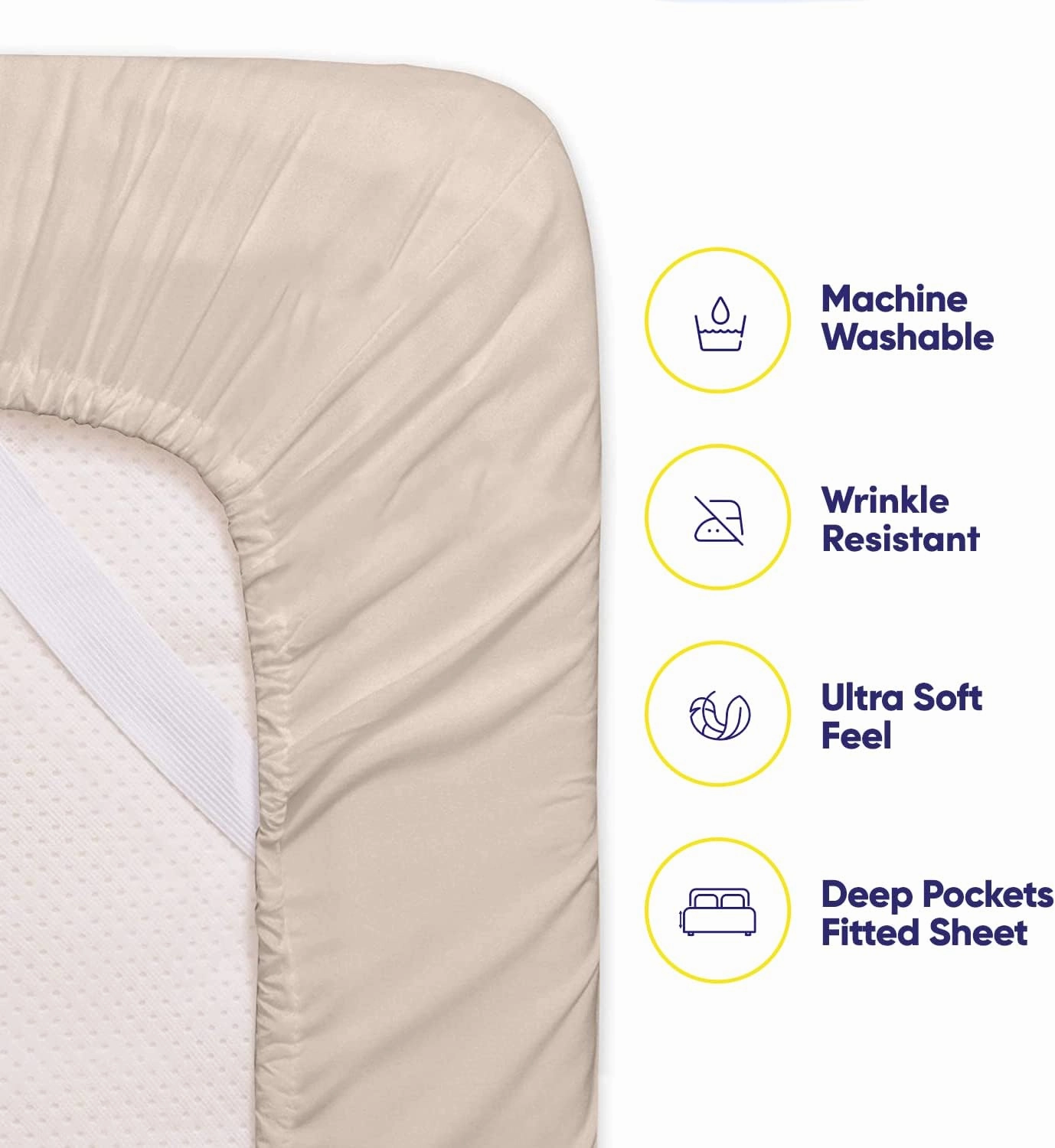 Queen Sheets Beige - 6 Piece 1500 Supreme Collection Fine Brushed Microfiber Deep Pocket Queen Sheet Set Bedding - 2 Extra Pillow Cases, Great Value, Queen, Beige