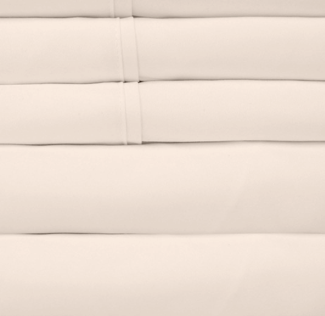 Queen Sheets Beige - 6 Piece 1500 Supreme Collection Fine Brushed Microfiber Deep Pocket Queen Sheet Set Bedding - 2 Extra Pillow Cases, Great Value, Queen, Beige