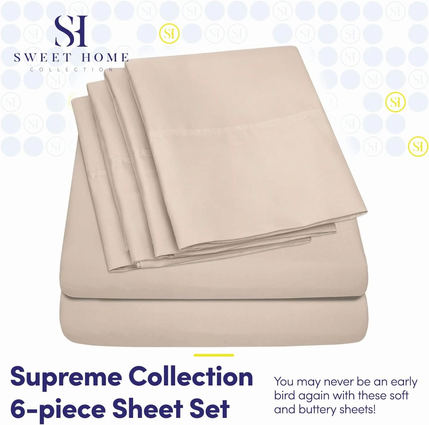 Queen Sheets Beige - 6 Piece 1500 Supreme Collection Fine Brushed Microfiber Deep Pocket Queen Sheet Set Bedding - 2 Extra Pillow Cases, Great Value, Queen, Beige