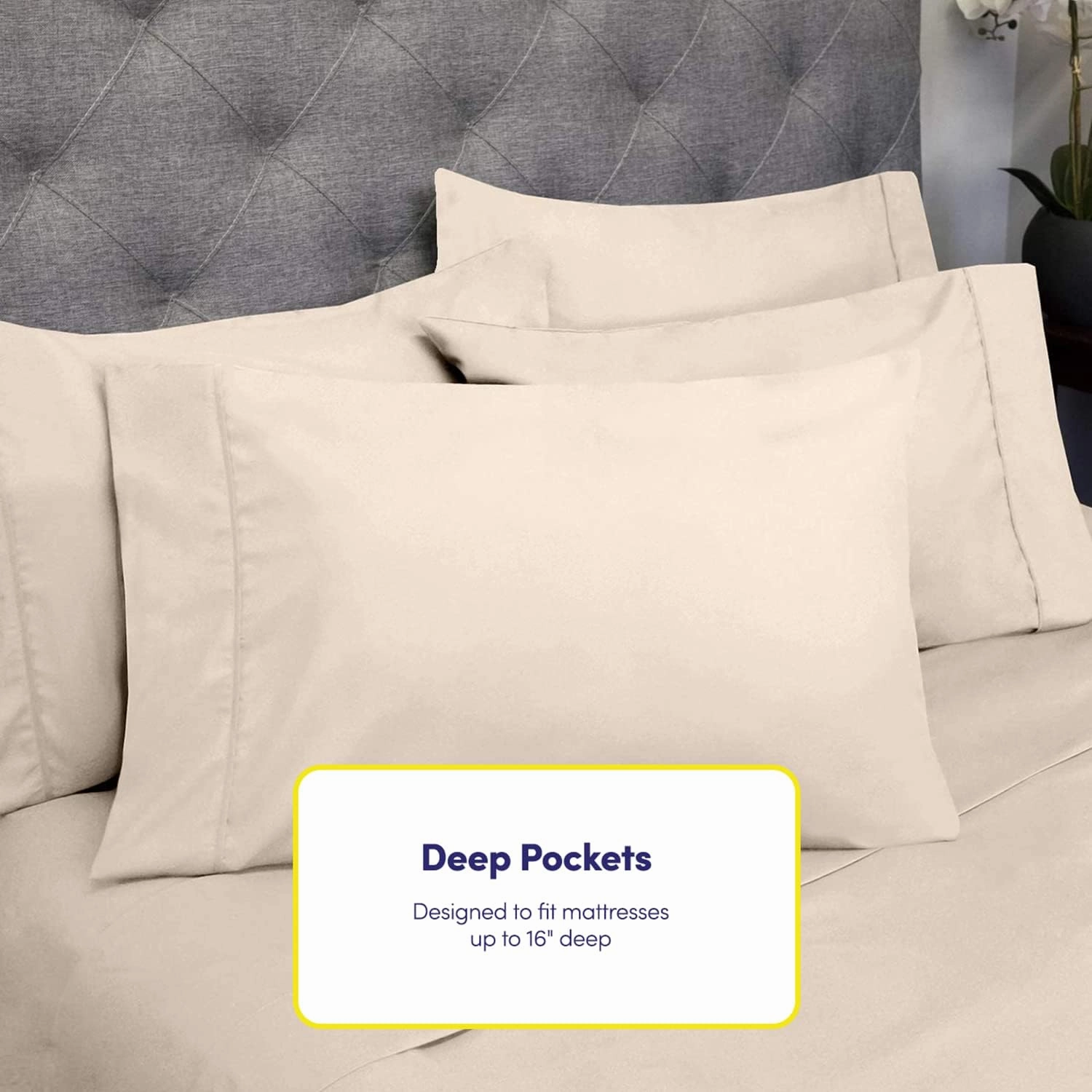 Queen Sheets Beige - 6 Piece 1500 Supreme Collection Fine Brushed Microfiber Deep Pocket Queen Sheet Set Bedding - 2 Extra Pillow Cases, Great Value, Queen, Beige