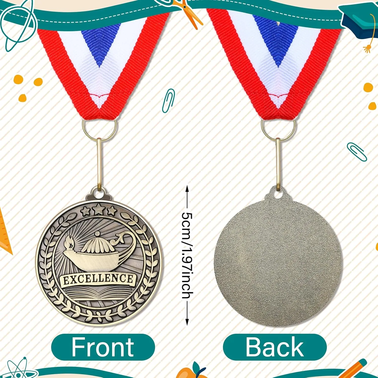 Quelay 100 Pcs 2'' Award Medals Bulk Gold Winner Medals with Neck Ribbons Metal Trophy Award Prize Gift for Tournaments, Competitions, Party, Kids and Adults